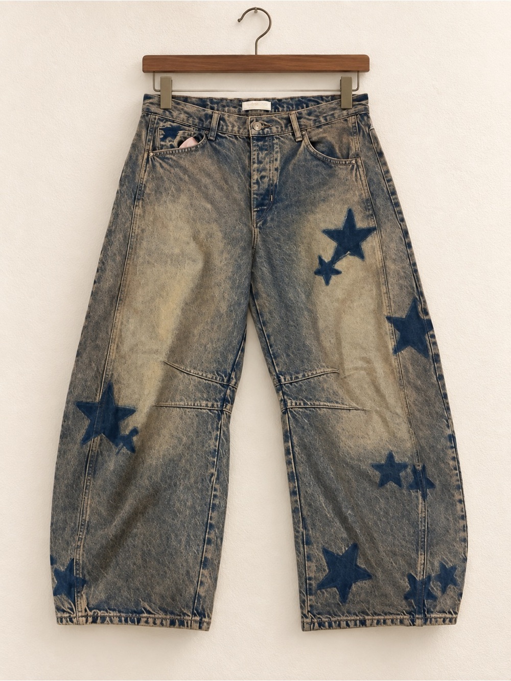 Free People We The Free Good Luck Shadow Star Barrel Jeans Size 30